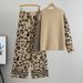 Women's Clothing Two Piece Suits, High End Loose Leopard Print Sweater Pants, Fashionable And Casual Women's Suits_ecoleips.com