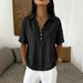 Women's Casual Short Sleeve Shirt With Lapel Collar - Versatile Basic Top For Everyday Wear, Comfortable Breathable Blouse_ecoleips.com