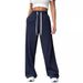 Women's Clothing Autumn And Winter Elastic Waist Loose Straight Wide Leg Sports Casual Trousers_ecoleips.com