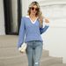 2025 Autumn And Winter New Color Blocked Lapel Long Sleeved Loose T-shirt Top For Women_ecoleips.com