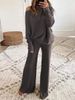 Oversized Batwing Sleeve Top & High-Waisted Wide-Leg Pants Set – Minimalist Knit Two-Piece Outfit (S-XXXL)_ecoleips.com