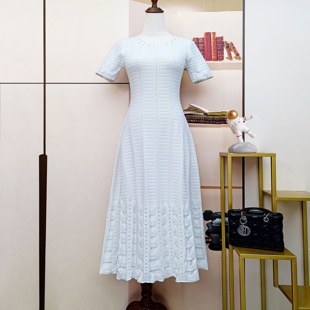Summer 2025 Style Long Dress for Women Knitted Sleeveless European American Export Dress with Pearl Studs High Quality in Stock_ecoleips.com