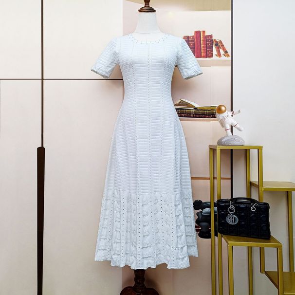 Summer 2025 Style Long Dress for Women Knitted Sleeveless European American Export Dress with Pearl Studs High Quality in Stock_ecoleips.com
