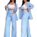 2025 Cross-Border European And American Foreign Trade Summer Women's Fashion Elegant Solid Color Split Sleeve Lapel_ecoleips.com