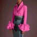 Women's Clothing Autumn New Solid Color Slim Casual Lotus Leaf Sleeve Shirt Tops_ecoleips.com