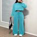 Women's Casual Streetwear Set Fall Fashion Long Sleeve Pullover Hoodie & Pants Outfit, Loose Fit, Zip-Up Design, Washed Polyester_ecoleips.com