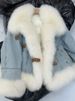 Women's Clothing Style Design Fur Collar Blue Denim Jacket For Women Velvet Thickened Down Cotton Warm Fur Plush Coat_ecoleips.com