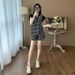 Petite Women's Korean Style Slimming Striped Sportswear Set Casual Summer Two Piece Outfit with Short Sleeved Top And Shorts_ecoleips.com