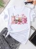 European American Cross-border Foreign Trade Clothing, Milk Tea And Coffee Pattern Round-neck Printed Women's_ecoleips.com