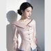 Women's Clothing Pink Satin Shirt Spring High End Design Light Luxury Age Reducing Fashionable Waist Top_ecoleips.com