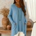 E-Commerce Women's Autumn And Winter Clothing V-Neck Loose Long-Sleeved T-Shirt Top Large Size Fashion_ecoleips.com