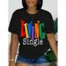 Women's Bright Colored Letter Graphic Cotton Shirt Living Single Printed Top for Casual Wear_ecoleips.com