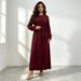 Cross Border Best Selling Simple And Versatile Nida Solid Color Dress_ecoleips.com