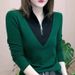 Unique Design Top 2026 Autumn/Winter German Fleece Patchwork Color Stand-Up Collar Long-Sleeved, Slimming And Warm Base_ecoleips.com