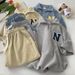Women's Clothing Waffle Sports Suit Loose Embroidery Short Sleeved Shorts Casual Running Two Piece Suit_ecoleips.com