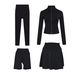 Women's Clothing Slim Fit Four Piece Set Short Jacket Cropped Pants Mini Skirt Elastic Sports Jacket In Stock_ecoleips.com