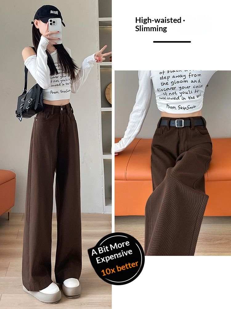 Women's Straight-leg Jeans, New Autumn 2025 Fashion, Korean Style Slimming Loose Wide-leg Pants, Women's Model A7571_ecoleips.com