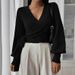 Women's V-Neck Wool Blend Sweater Top - Elegant Cross Strap Design, Winter Pullover For Casual & Office Wear_ecoleips.com