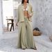 Women's Clothing Spring And Summer Leisure Vacation Style Solid Color Shirt Wide Leg Trousers Suit_ecoleips.com