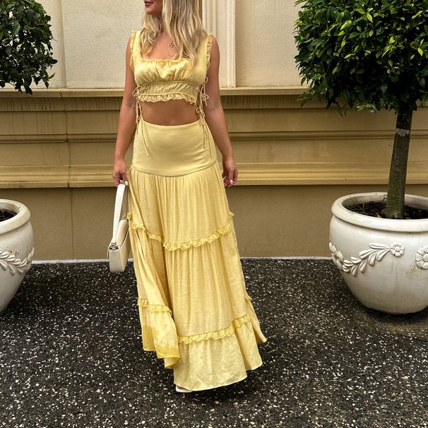 Women's Clothing Seaside Holiday Style Long Skirt Suit New Style Fashionable And Elegant Lace Up Suspender Skirt Two Piece Suit_ecoleips.com