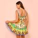 Women's Clothing Casual Fashion Printed Sleeveless Lapels Stitching Lace Dress_ecoleips.com