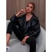 Fashion PU Turn-down Collar Black Short Jacket Women's Loose Long Sleeve Leather Coat_ecoleips.com