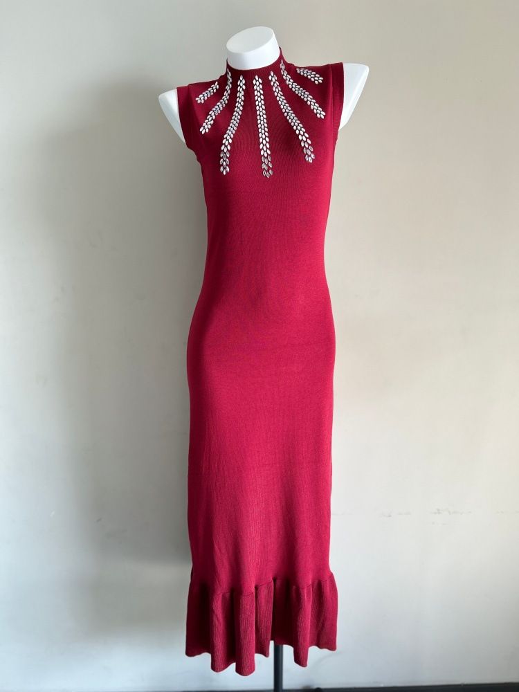 Women's Clothing Summer Style High-End Women's Dress With Rhinestone Embellishments Fitted Waist Fishtail Skirt Long Design_ecoleips.com