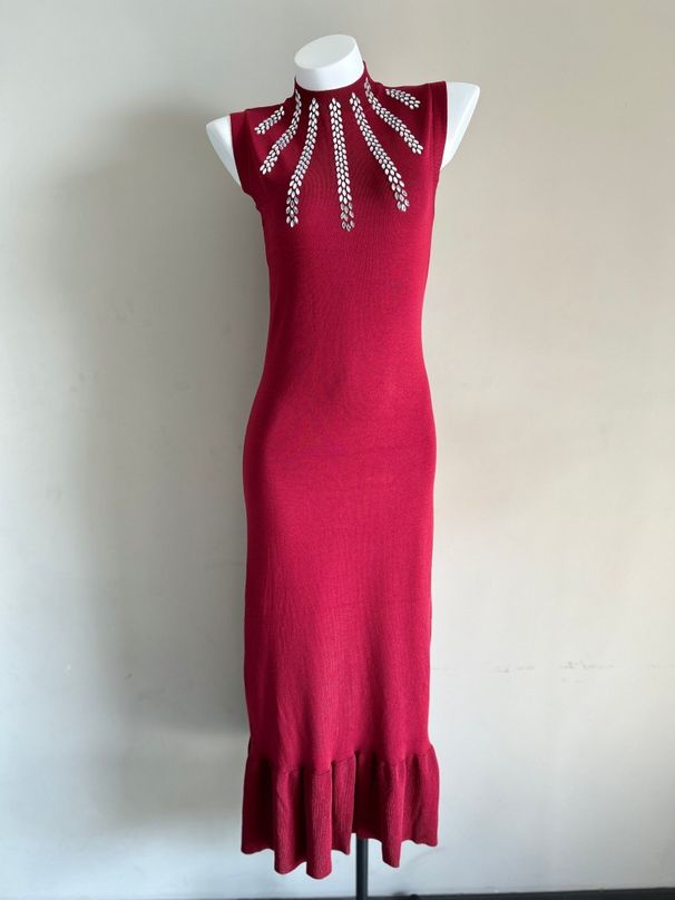 Women's Clothing Summer Style High-End Women's Dress With Rhinestone Embellishments Fitted Waist Fishtail Skirt Long Design_ecoleips.com