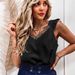 Lace Trim Women's Sleeveless V Neck Top Ruffled Style Summer Clothing For Women_ecoleips.com