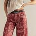 Women's Floral Print Denim Jeans Autumn Winter Wide Leg Cropped mid Waist Y2K Style Loose Fit Jeans_ecoleips.com