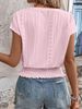 K New V-neck Hollowed Out Short Sleeved T-shirt, Fashionable Casual Top For Women_ecoleips.com