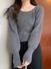 Autumn Winter Loose Women Sweaters Casual Soft Long Puff Sleeve Pullovers Jumpers Knitwear Basic Sweater For Women Tops_ecoleips.com