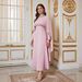 Light Pink Rhinestone Cape Style Abaya, Middle Eastern Dubai Evening Dress, Saudi Large Size Robe, In Stock At The_ecoleips.com