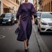 Women's Fashion Elegant Solid Color Tight Waist Dress Casual Bat Sleeve Long Dress_ecoleips.com