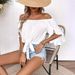 Women's Off-Shoulder Bell Sleeve Blouse With Bow Tie – Casual Loose Fit Top – Breathable Polyester Summer Fashion (White/Black)_ecoleips.com