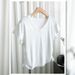 V-neck Front Shoulder Short-sleeved T-shirt Women's Slim-fit Design Bottoming Shirt Pleated Curved Hem Top_ecoleips.com