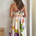 Cross-border European And American 2026 Summer Elegant Positional Print Sleeveless High-Waisted Flared Strap Dress_ecoleips.com