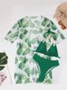 "Women's 3-Piece Swimwear Set – Floral Print Bikini With Long Sleeve Cover-Up & Sexy Backless Design, Trendy Beach Outfit For Summer Vacation"_ecoleips.com