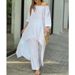 Women's Large Size Two Piece Set Long Sleeved Fashion Casual Suit Cotton And Linen Wide Leg Pants_ecoleips.com