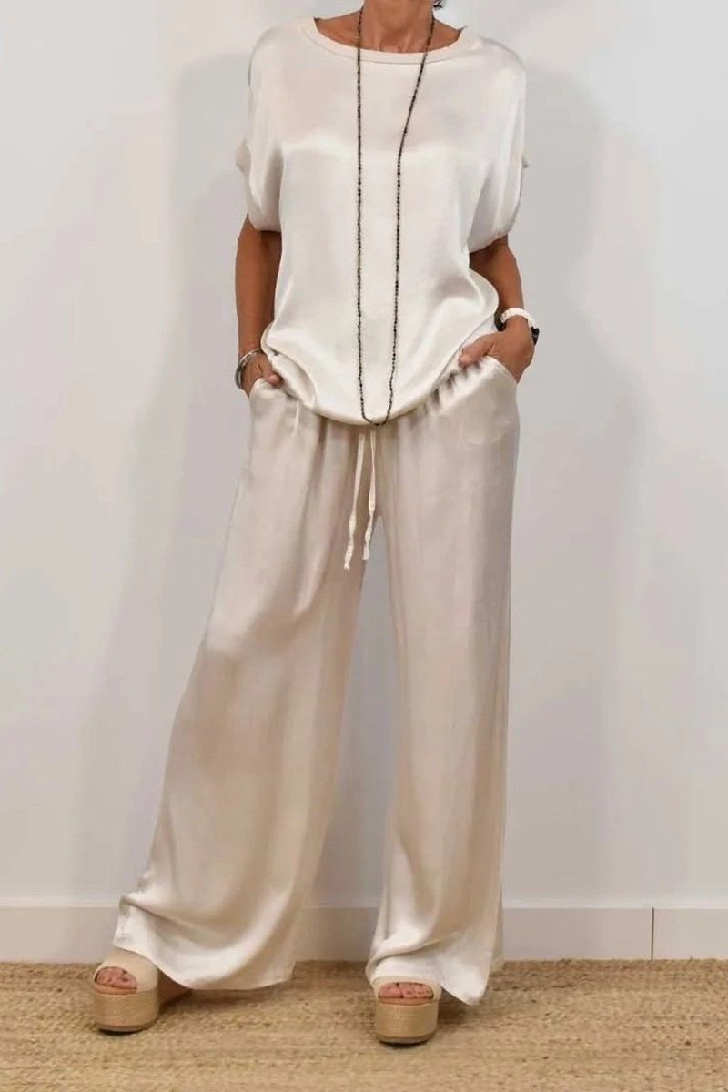 Women's Clothing Spring And Summer New Loose Shirt Wide Leg Trousers Casual Suit_ecoleips.com
