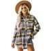 Verve 2025 Women's Tops Autumn Winter New Turn-down Collar Long Sleeve Pocket Casual Plaid Shirt_ecoleips.com