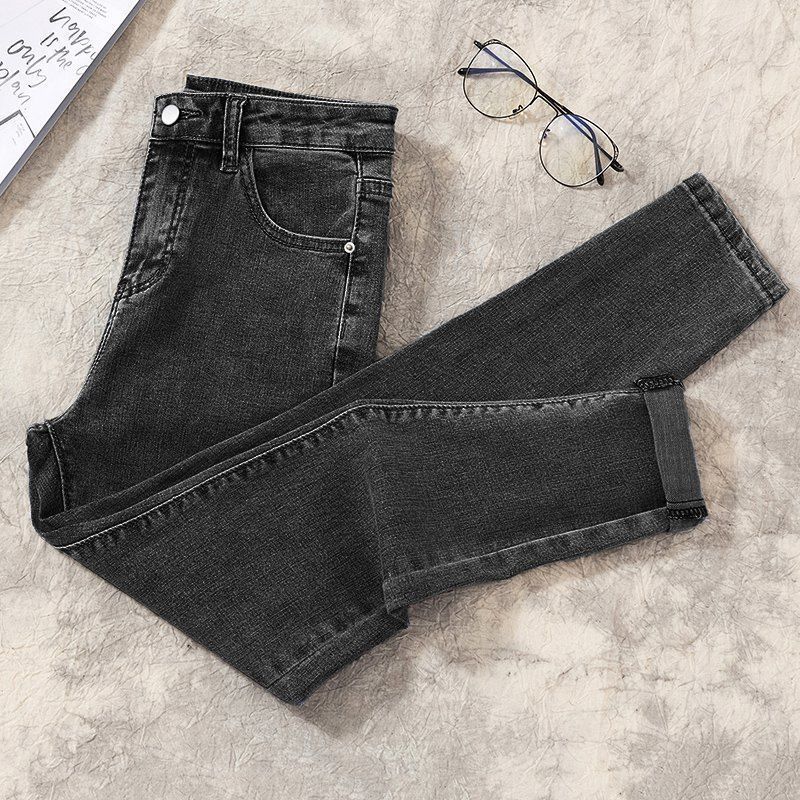 High Waisted Cropped Skinny Jeans for Women Slimming Versatile Stretchy Pencil Jeans Trendy Spring Autumn 2021 Style_ecoleips.com