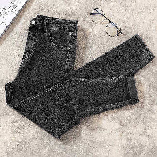High Waisted Cropped Skinny Jeans for Women Slimming Versatile Stretchy Pencil Jeans Trendy Spring Autumn 2021 Style_ecoleips.com