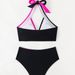 Women's Clothing Bikini Colorblock Halter Neck High Waist Bikini Split Swimsuit 2 Piece Set_ecoleips.com