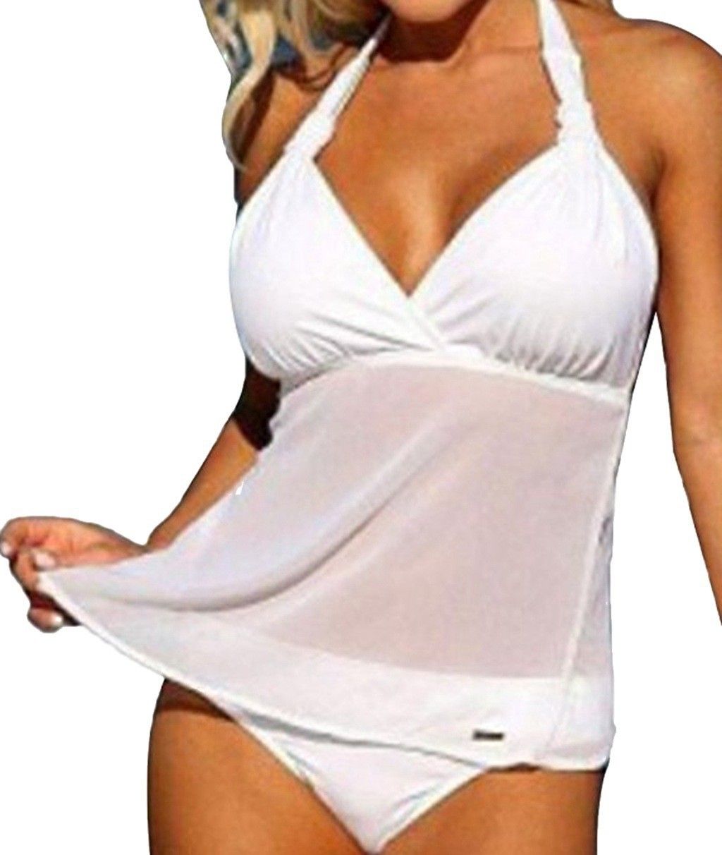 Plus Size Sexy Women's Swimsuit With Mesh Paneling Conceal Unwanted Curves Two Piece Bikini Swimwear_ecoleips.com