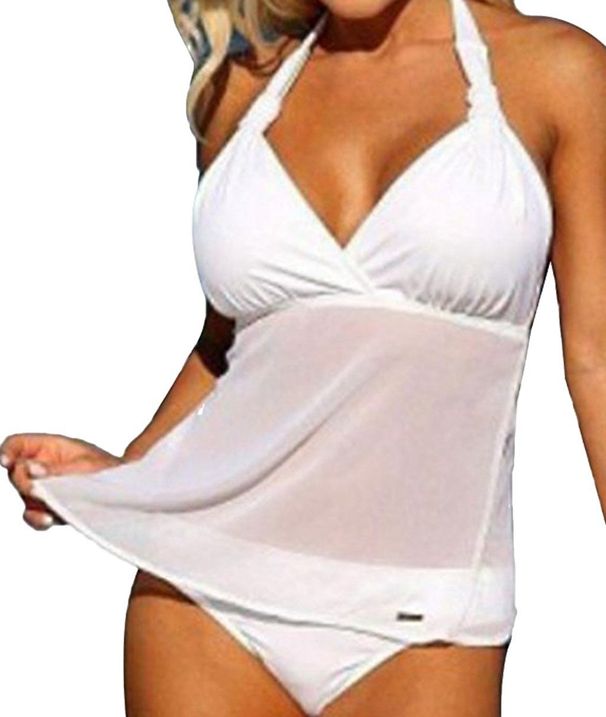 Plus Size Sexy Women's Swimsuit With Mesh Paneling Conceal Unwanted Curves Two Piece Bikini Swimwear_ecoleips.com