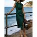 Women Sleeveless Polka Dot Vintage Turn Down Collar Fake Button Lace Up Waist Casual Elegant Party Dress_ecoleips.com