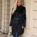 Women's Clothing Luxury Long Faux Rabbit Fur Coat – Adjustable Belt, Black Winter Coat For Women_ecoleips.com