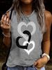 Women's Summer Casual Loose Three Heart One Piece Print Sleeveless Tank Top T-shirt_ecoleips.com