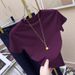 Women's Clothing Women's Style Oversized T-Shirt Grape Purple Pure Cotton Short Sleeve Mid Length Loose Fit Slimming Youthful Top_ecoleips.com